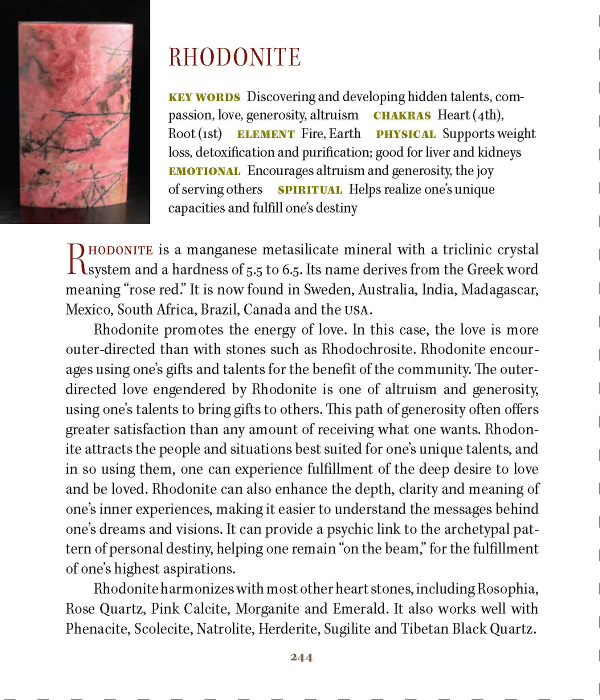 Rhodonite Crystal Pendulum .925 SS