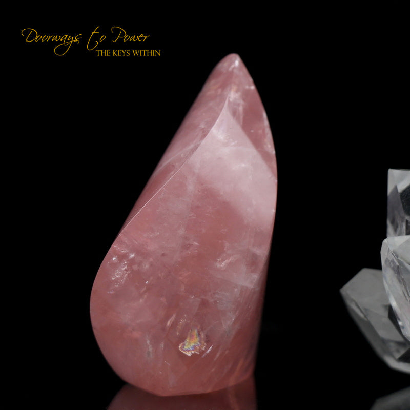 Rose Quartz Crystal Flame Altar Stone