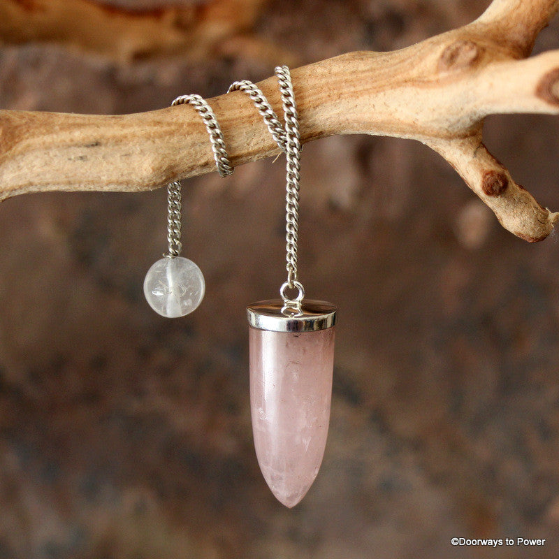 Rose Quartz Crystal Pendulum .925 SS
