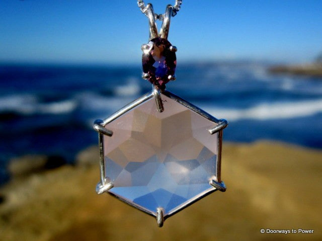 Rose Quartz Flower of Life Pendant w/ Pink Tourmaline