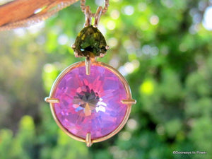 Ruby Lavender Quartz & Moldavite Radiant Heart Pendant