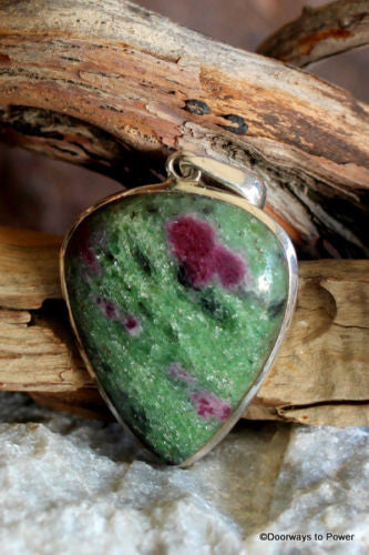 Ruby Zoisite Crystal Pendant .925 SS