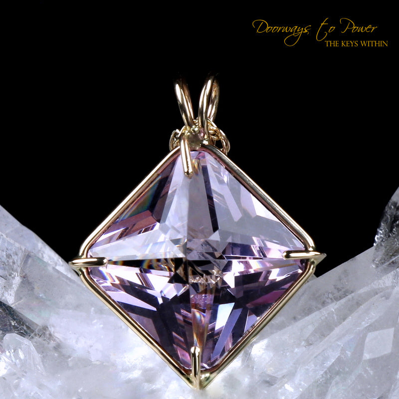 Ruby lavender Quartz Magician Stone Pendant 14k 