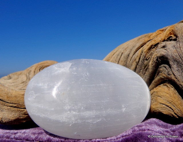 Selenite Palm Stone