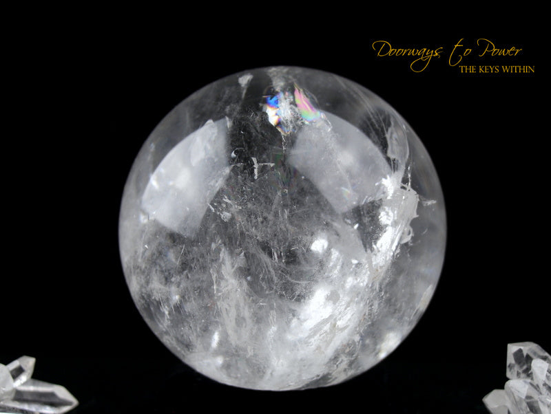 Satyaloka Azeztulite Quartz Crystal Sphere XL Rainbows 'Holy Silence'