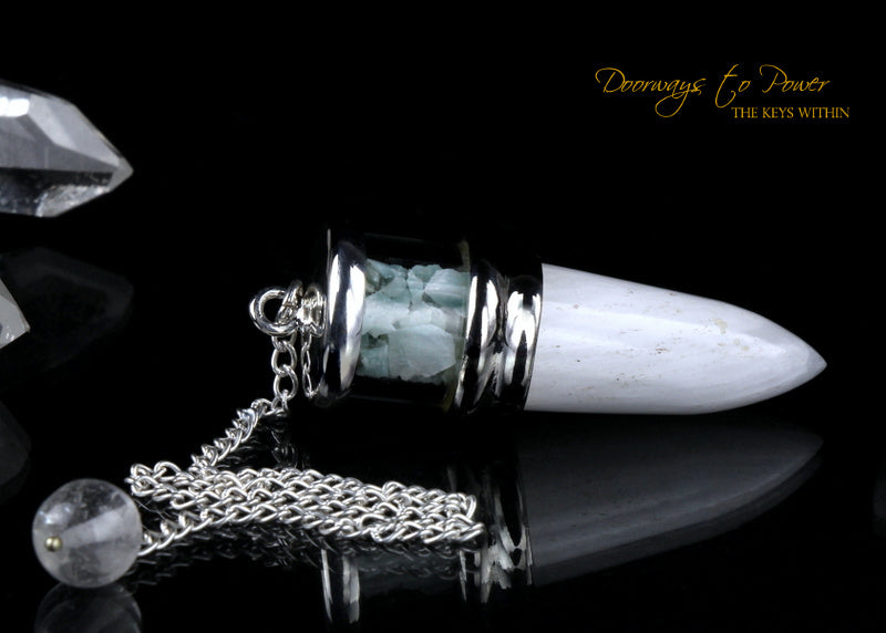 Scolecite & Larimar Crystal Pendulum