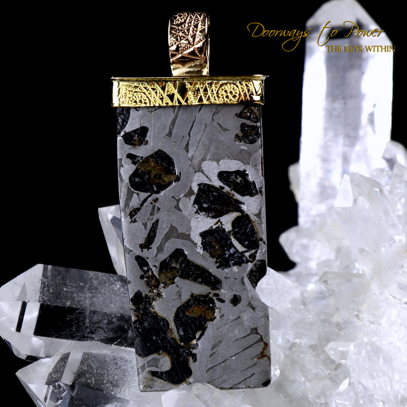 Seymchan Pallasite Light Language Pendant ™ 22k Gold