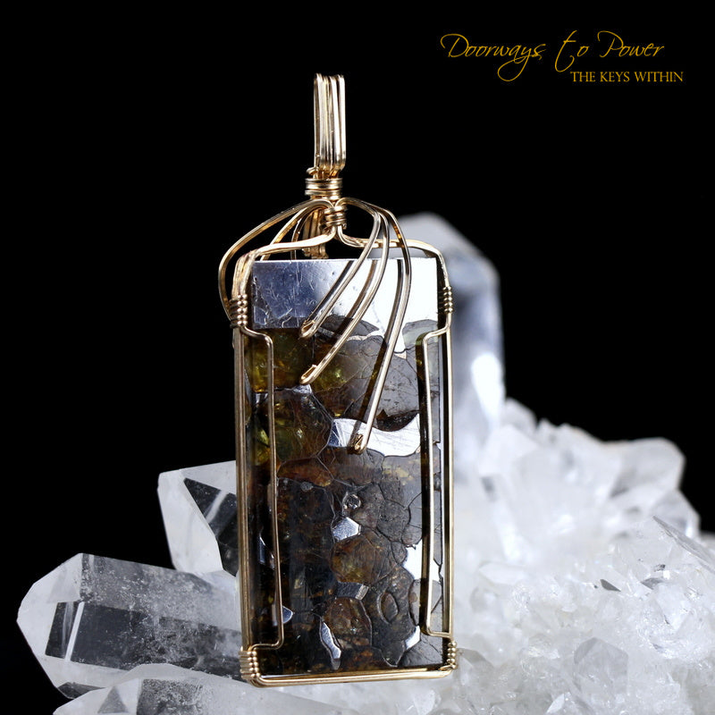 Seymchan Pallasite Meteorite Pendant 14k 