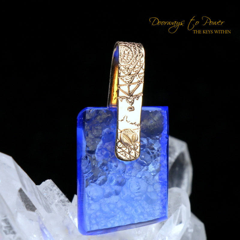 Siberian Blue Quartz Light Language Pendant 14k 