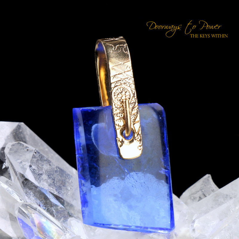 Siberian Blue Quartz Light Language Pendant 14k 