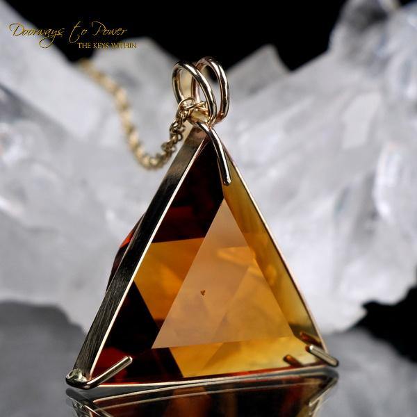 Siberian Gold Quartz Vogel Star of David Pendant 14k
