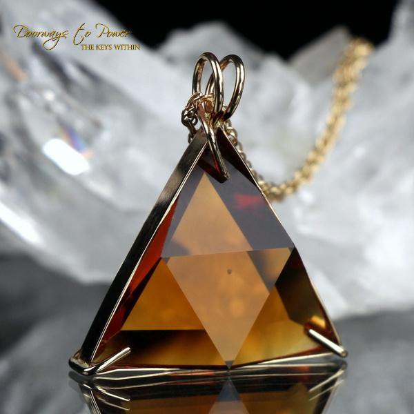 Siberian Gold Quartz Vogel Star of David Pendant 14k