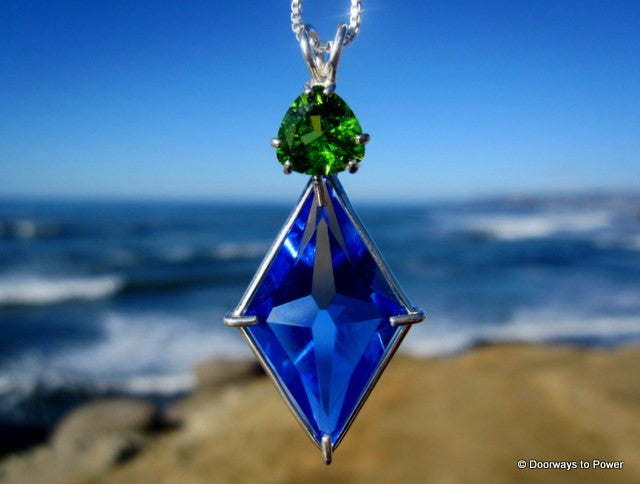 Siberian Blue Quartz Ascension Star Pendant w/ Andara Monatomic Glass