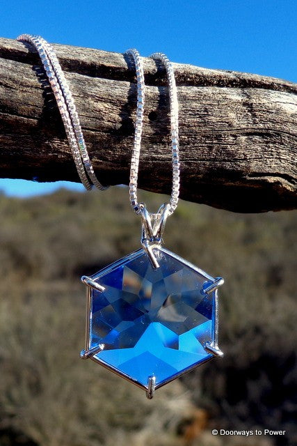 Siberian Blue Quartz Flower of Life Pendant
