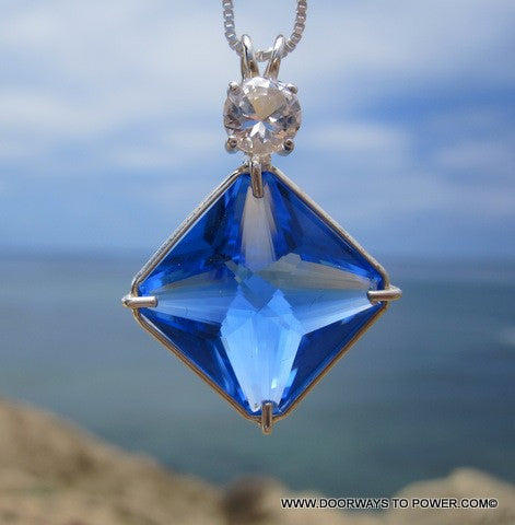 Siberian Blue Quartz Magician Stone Pendant w/ Danburite