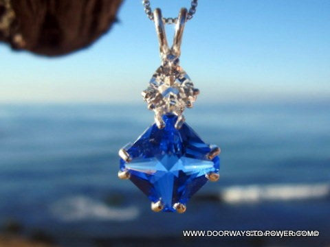 Siberian Blue Quartz Magician Stone Pendant w/ Quartz