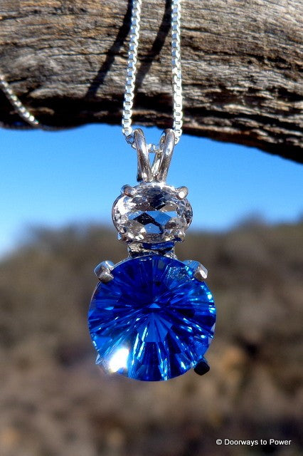 Siberian Blue Quartz Super Nova Pendant w/ Danburite