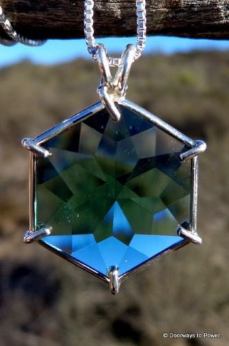 Siberian Green Quartz Flower of Life Crystal Pendant