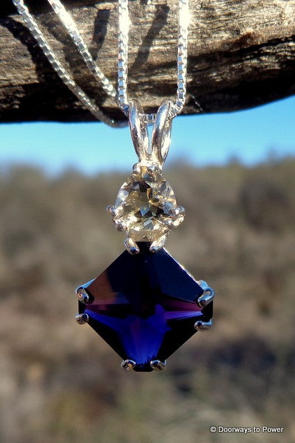 Siberian Purple Quartz Magician Stone Pendant w/ Citrine