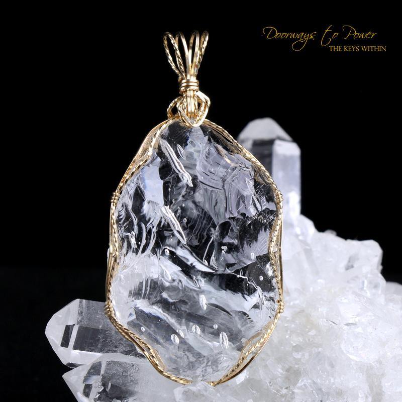 Silver Luna Andara Monatomic Crystal Pendant 14k 'Guiding Light'