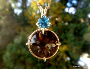 Smokey Quartz & Tibetan Blue Obsidian Radiant Heart Pendant