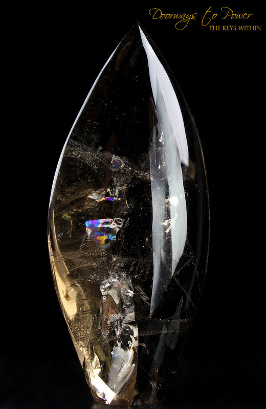 Smoky Quartz Devic Temple Crystal Sculpture with Rainbows