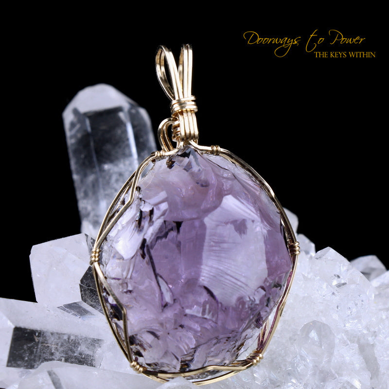 Sovereign Amethyst Andara Crystal Pendant 14k “SAHASRARA”
