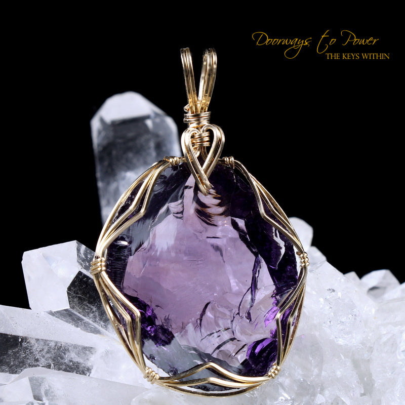 Sovereign Amethyst Andara Crystal Pendant 14k “SAHASRARA”