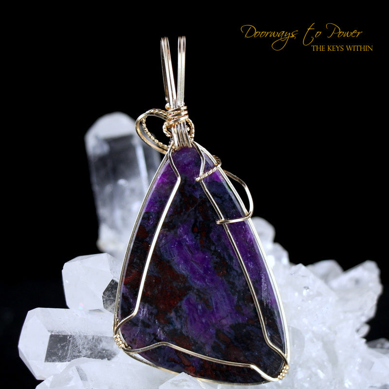 Sugilite Crystal Pendant™ 'Beacon of Light' 14k  