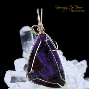 Sugilite Crystal Pendant™ 'Beacon of Light' 14k  