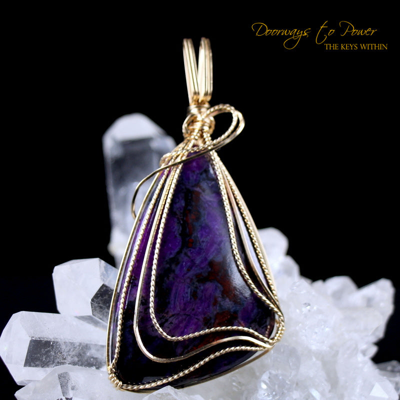Sugilite Crystal Pendant™ 'Beacon of Light' 14k  
