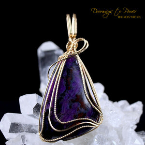 Sugilite Crystal Pendant™ 'Beacon of Light' 14k  