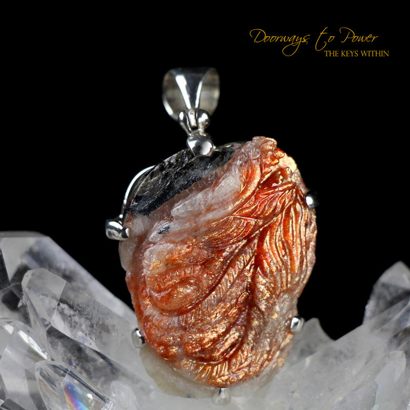 Sunstone Crystal Dragon Carving Talisman 'Pure Manifestation'