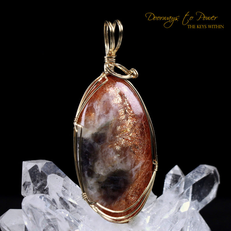 Rainbow Sunstone Crystal Pendant 14k