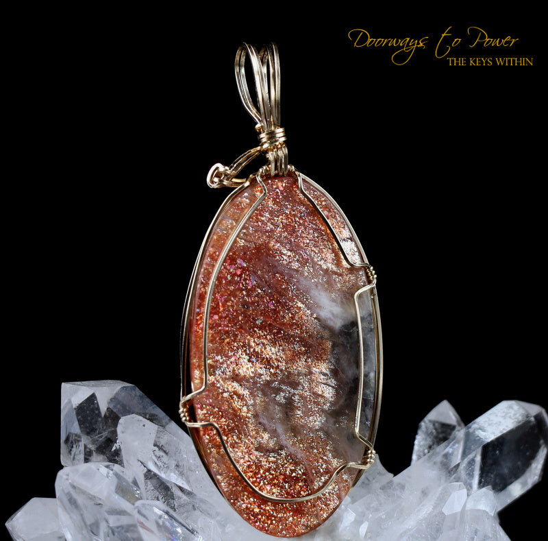 Rainbow Sunstone Crystal Pendant 14k