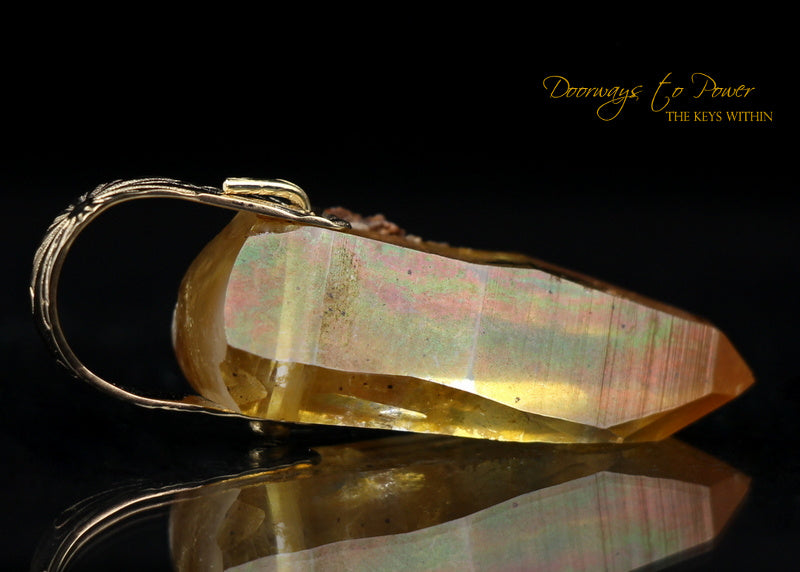 Tangerine Lemurian Light Language Record Keeper Pendant 14k 