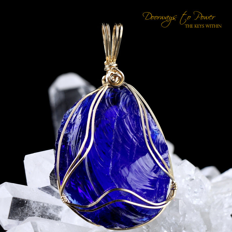 Tanzanite Fire Andara Crystal Pendant 14k 'Galactic Re Calibration' 