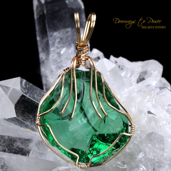 Thoth the Atlantean Emerald Green Andara Pendant 14k