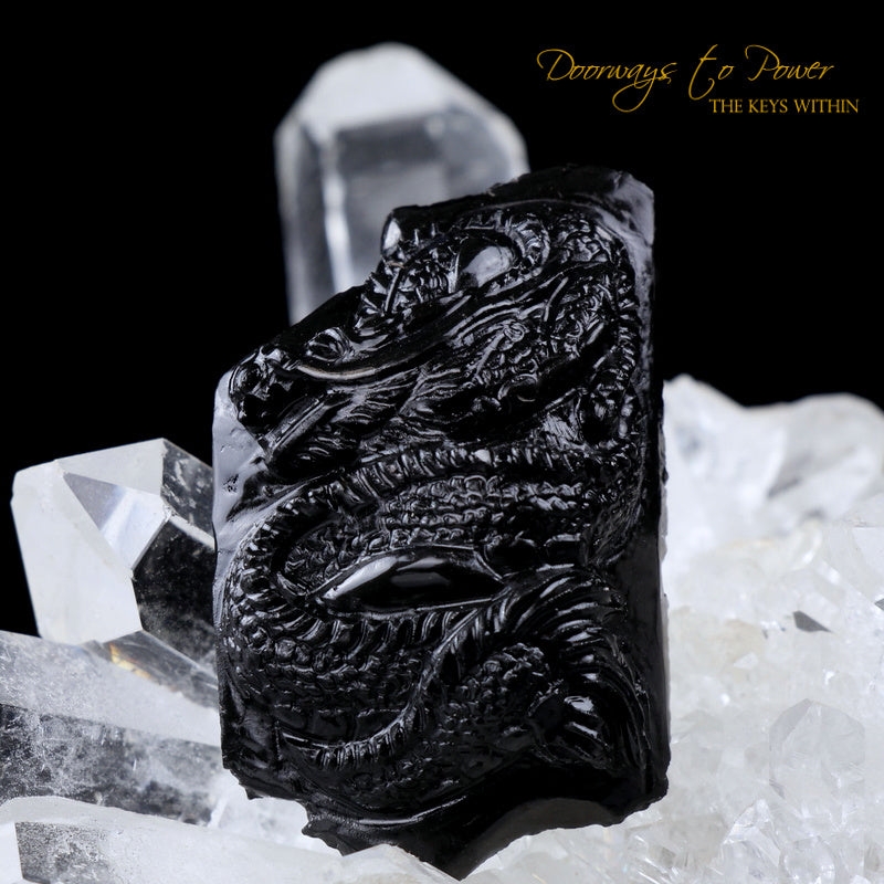 Tibetan Tektite Dragon Carving Talisman Hand Carved 