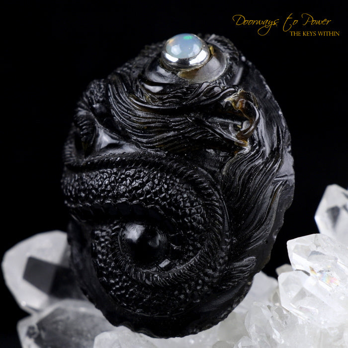 Tibetan Tektite Dragon Carving Talisman