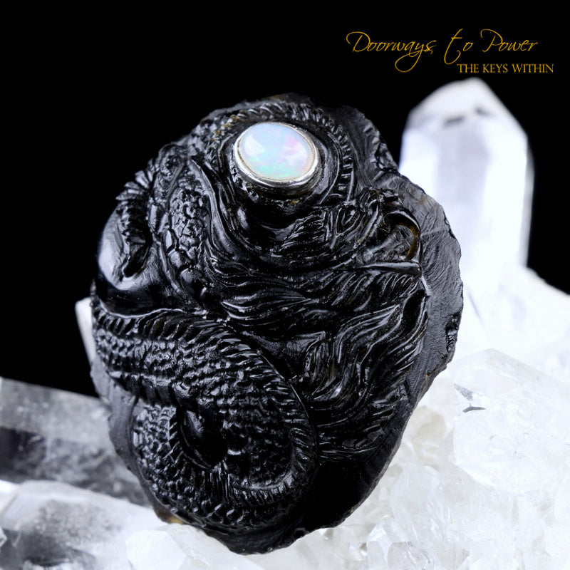 Tibetan Tektite Dragon Carving Talisman Hand Carved