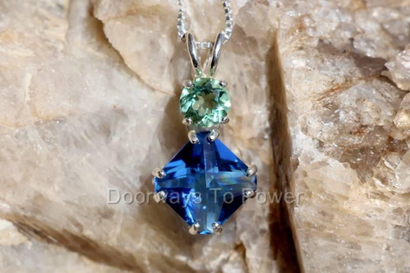 Tibetan Blue & Green Obsidian Mini Magician Stone Pendant