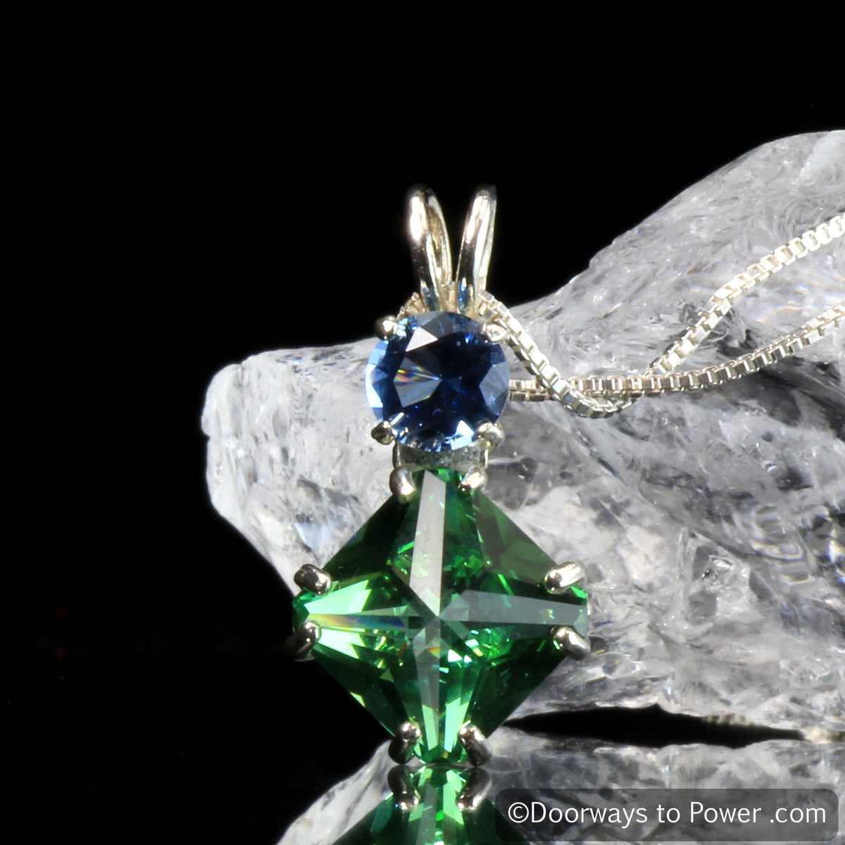 Tibetan Green & Blue Obsidian Magician Stone Pendant