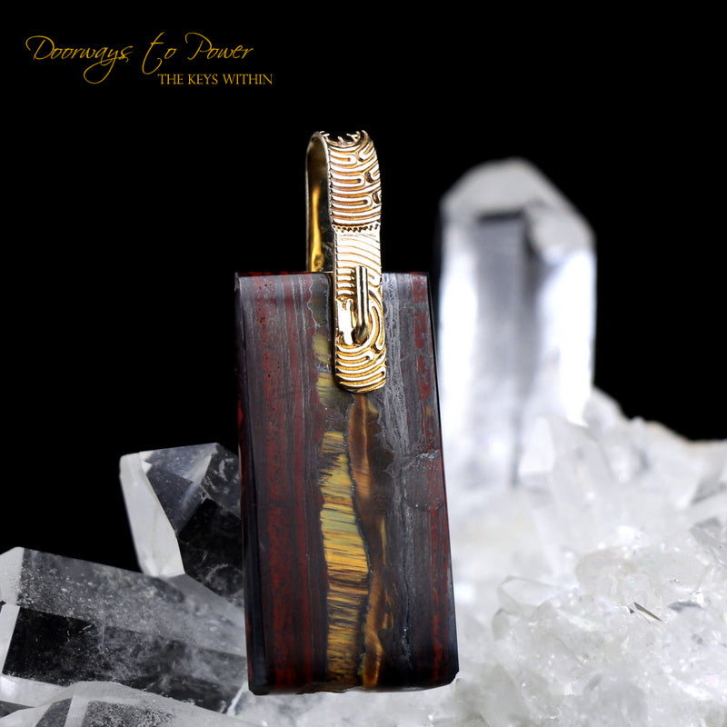 Tiger Eye Light Language Crystal Pendant in 14k