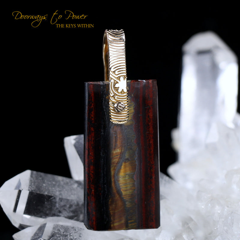Tiger Eye Light Language Crystal Pendant in 14k