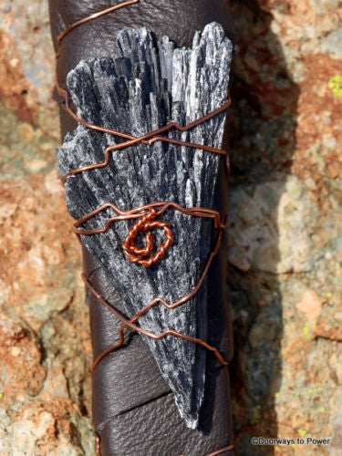 Turkey Feather Smudge Fan Black Kyanite