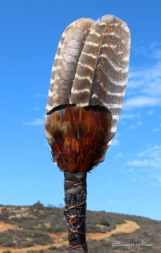 Turkey Feather Smudge Fan Black Kyanite