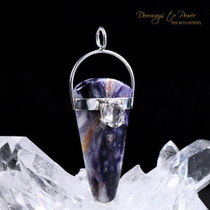 Violet Flame Opal Azeztulite Crystal Pendant