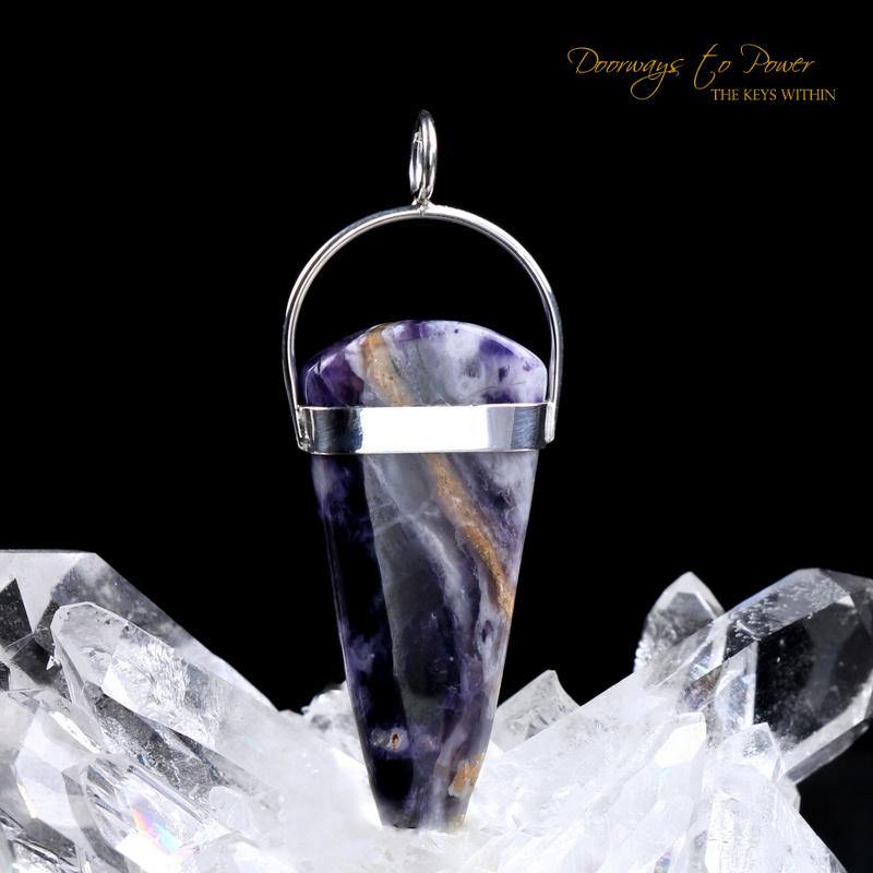 Violet Flame Opal Azeztulite Crystal Pendant
