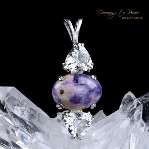 Violet Flame Opal Satyaloka Azeztulite Crystal Pendant